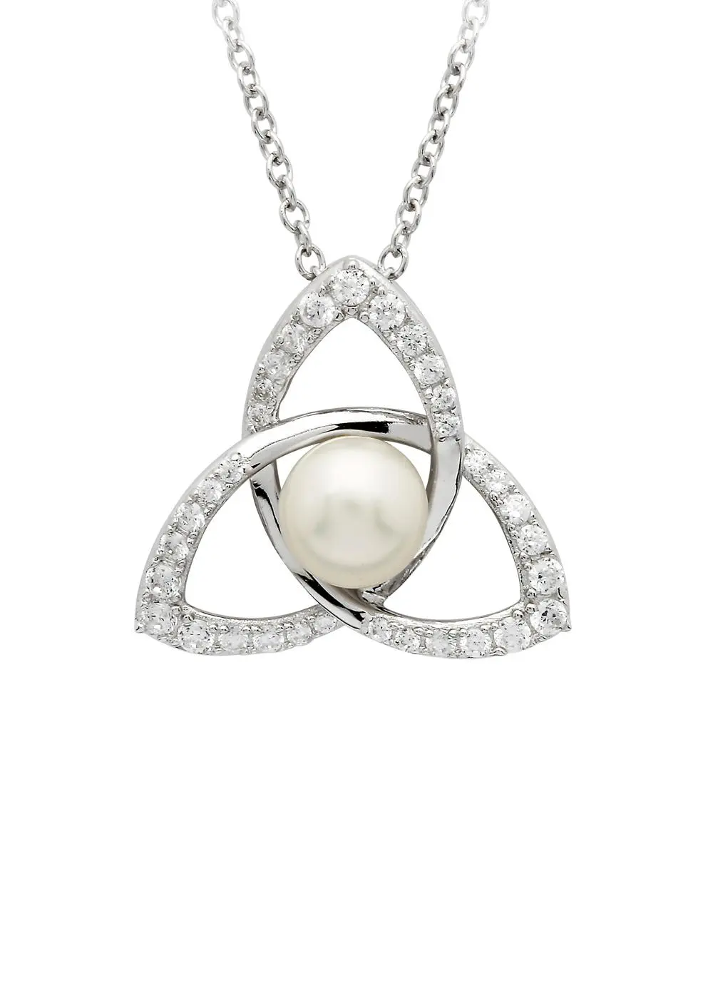 Sterling Silver Pearl Trinity Knot Pendant